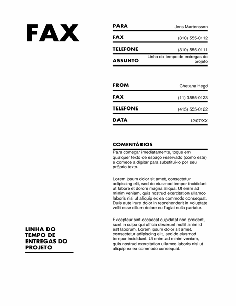 Folha de rosto de fax (formato padrão)