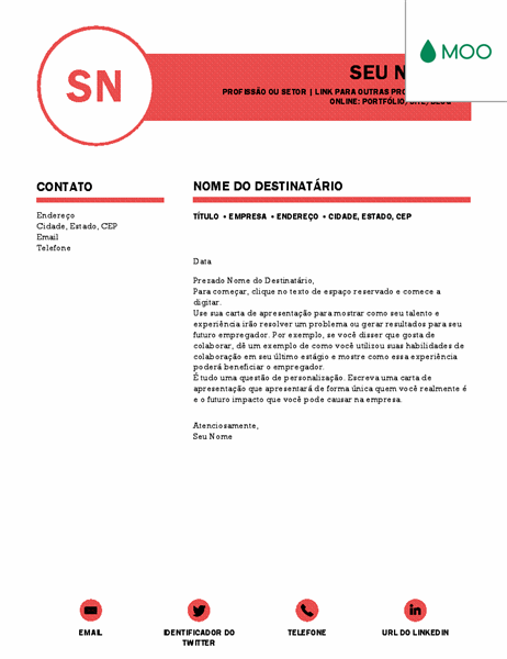 Currículo e carta de apresentação (por ordem cronológica)