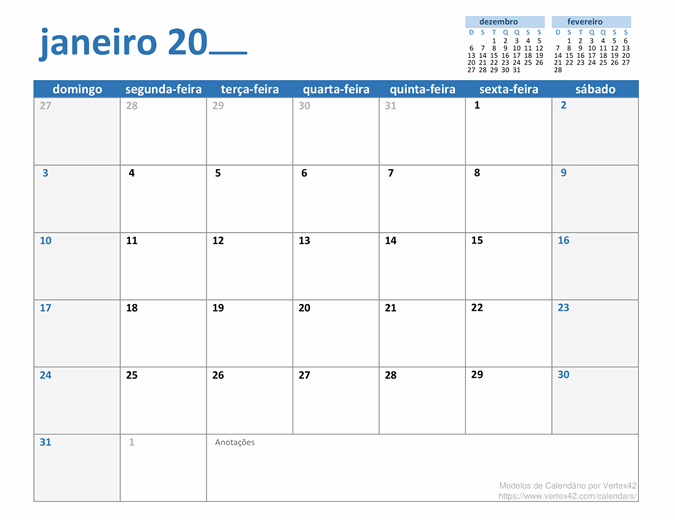 Qualquer calendário mensal do ano Qualquer calendário mensal do ano