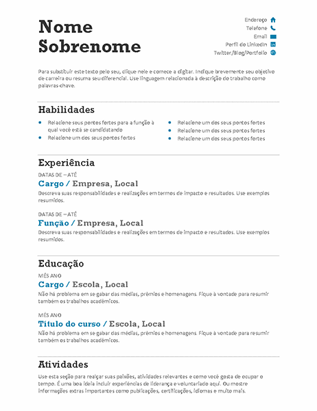 Currículo Equilibrado (Design moderno) Currículo Equilibrado (Design moderno)