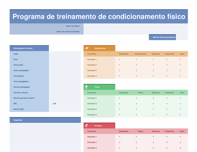 Planejador de exercícios Planejador de exercícios