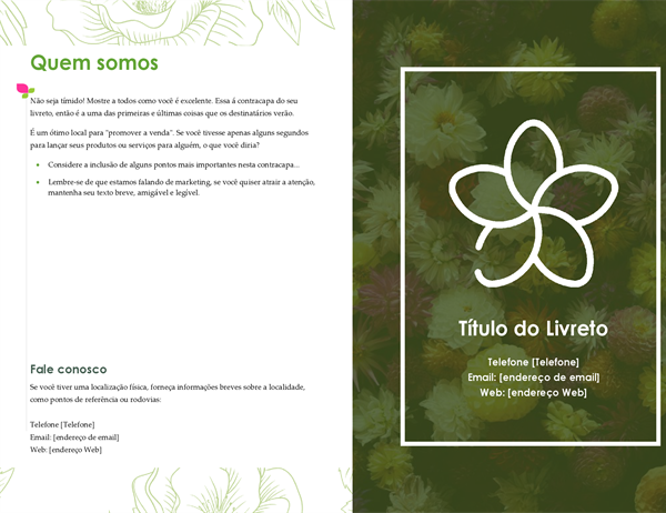 Livreto floral verde Livreto floral verde