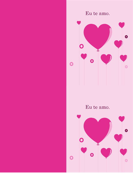 Cartão de Dia dos Namorados com balões em forma de corações Cartão de Dia dos Namorados com balões em forma de corações
