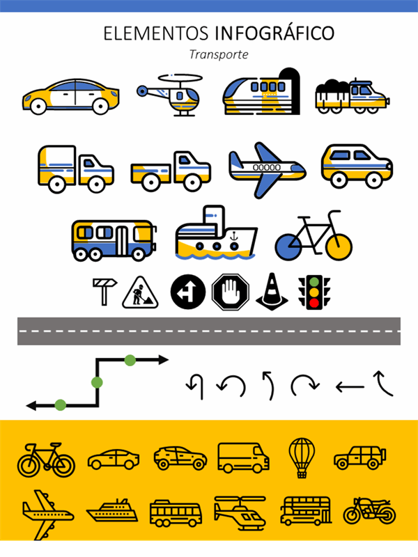 Elementos infográficos de transporte