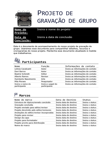 Projeto de gravação de grupo Projeto de gravação de grupo