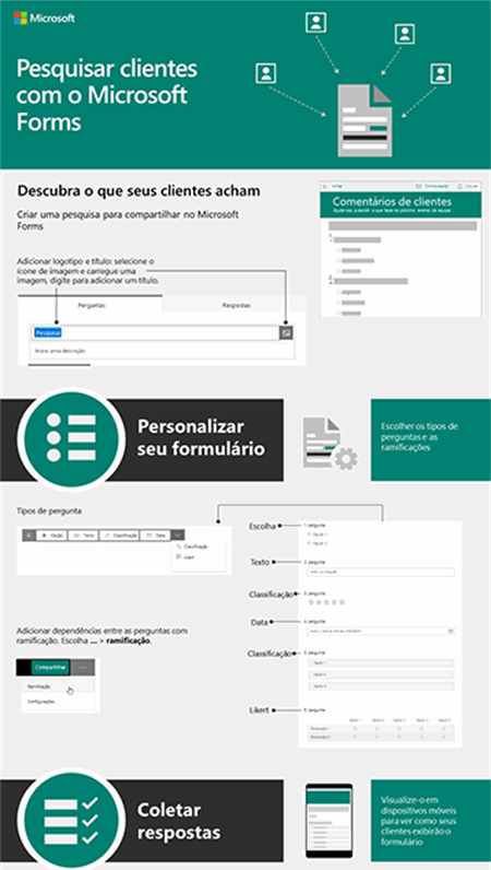 Realize pesquisas com os clientes com o Microsoft Forms