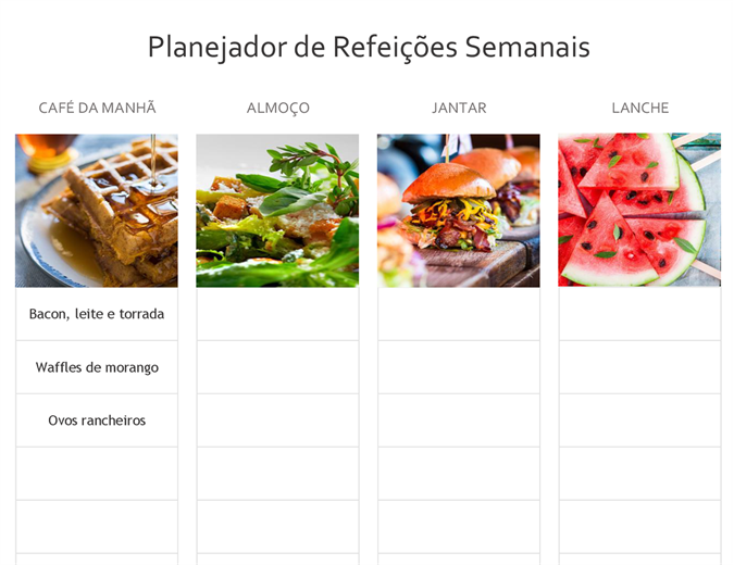 Planejador simples de refeições Planejador simples de refeições