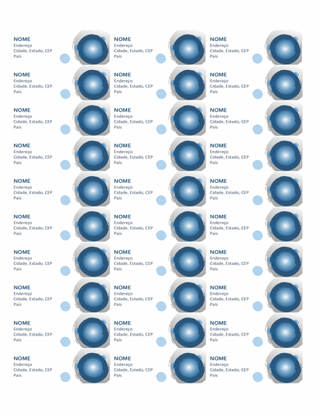 Rótulos de esferas azuis (30 por página)