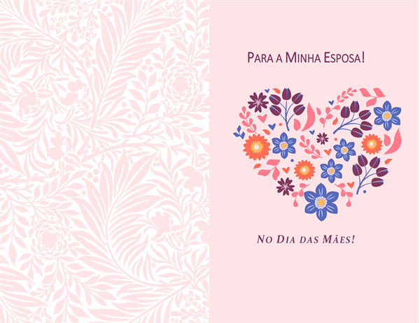 Cartão de Dia das Mães com coração floral