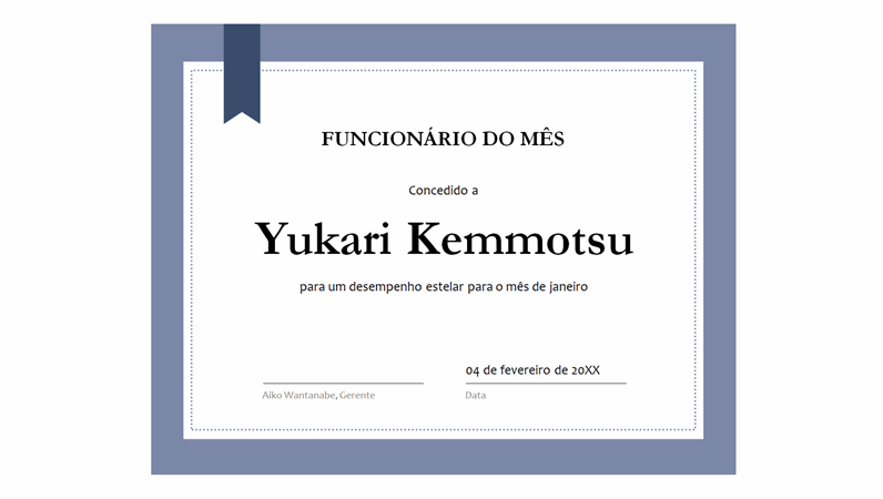 Certificado para funcionário do mês Certificado para funcionário do mês