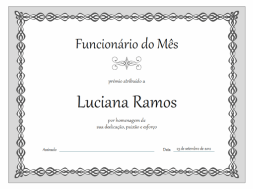 Certificado, Empregado do mês (design de corrente cinzenta) Certificado, Empregado do mês (design de corrente cinzenta)