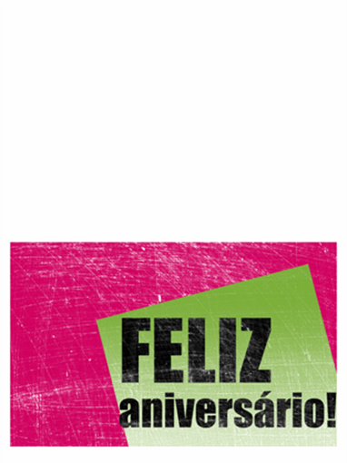Cartão de aniversário, fundo riscado (rosa, verde, meia dobra)