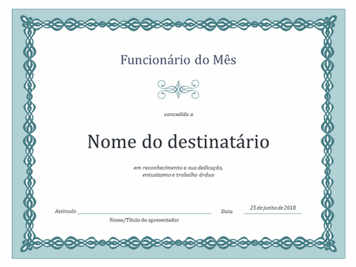 Certificado de funcionário do mês (design de corrente azul) Certificado de funcionário do mês (design de corrente azul)