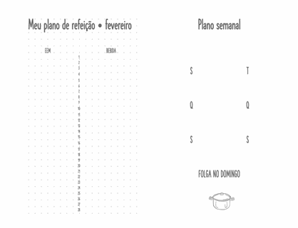 Diário de planejamento das refeições Diário de planejamento das refeições