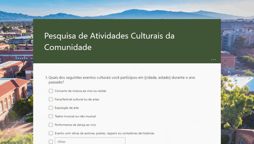 Pesquisa de atividades culturais da comunidade