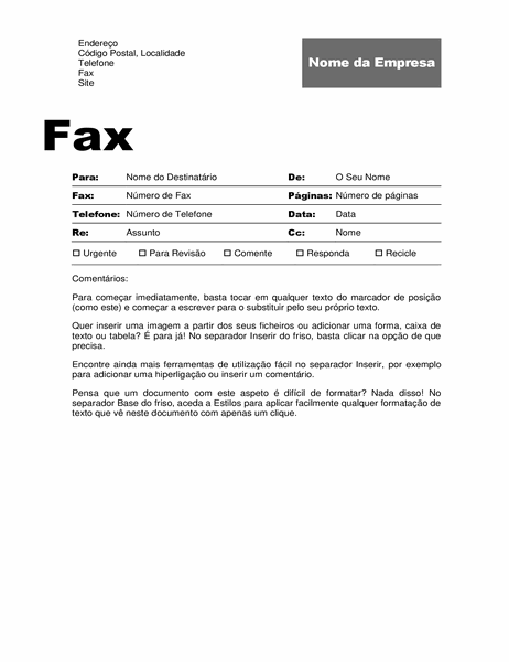 Folha de rosto de fax (Design profissional) Folha de rosto de fax (Design profissional)