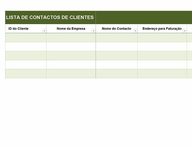 Lista básica de contactos de clientes