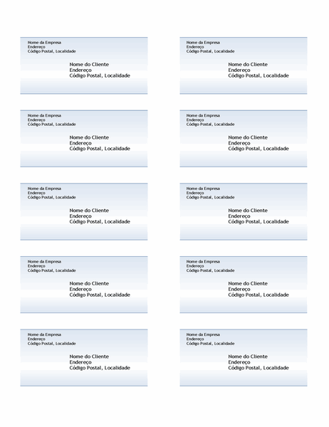 Etiquetas de envio (Design com Gradação Azul, 10 por página) Etiquetas de envio (Design com Gradação Azul, 10 por página)