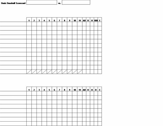 Basic baseball scorecard