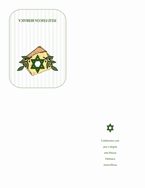 Cartão da Páscoa Hebraica (com a Estrela de David)