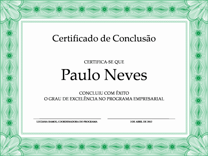 Certificado de conclusão (verde)