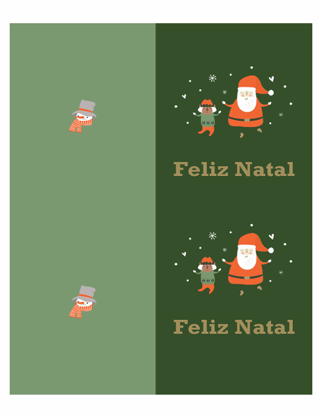 Cartões de Natal (design Espírito Natalício, 2 por página, compatível com papel da Avery)