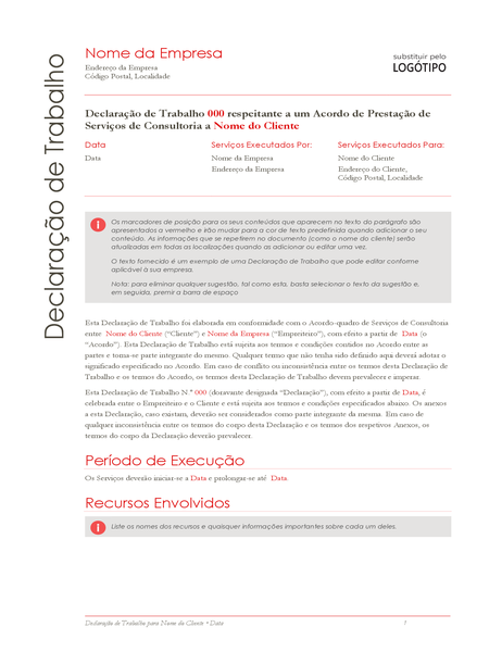Declaração de Trabalho (design Vermelho) Declaração de Trabalho (design Vermelho)