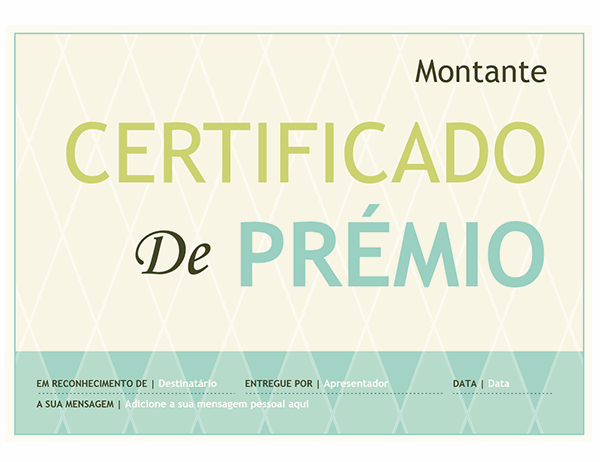 Prémio de certificado (design arlequim)
