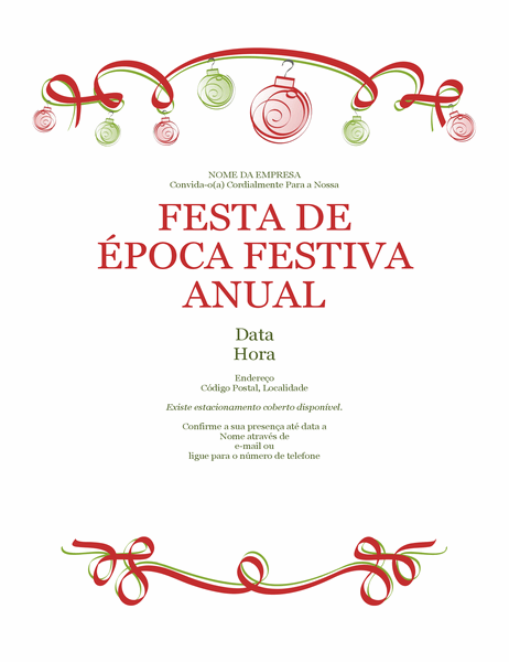 Convite de festa de época festiva com ornamentos e fita vermelha (design Formal)