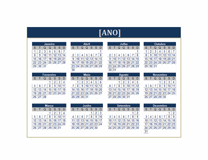Calendário (qualquer ano)