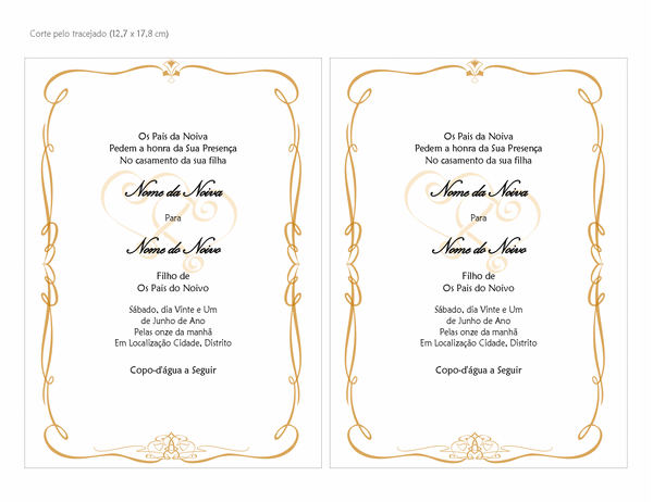 Convites de casamento (design de Corações Ornamentais, tamanho A7, 2 por página) Convites de casamento (design de Corações Ornamentais, tamanho A7, 2 por página)