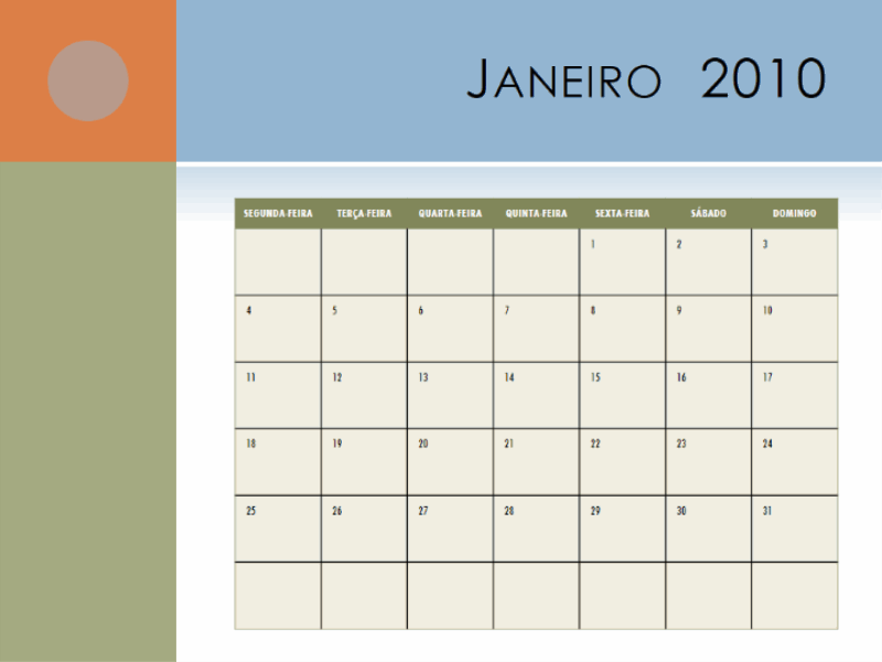 Calendário de 2010 (Seg-Dom)