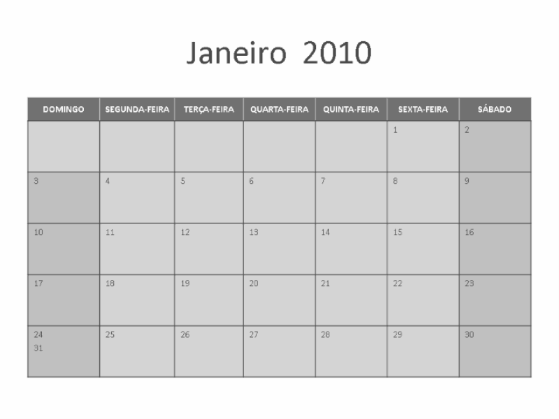 Calendário de 2010