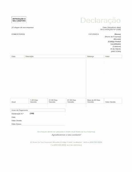 Declaração de faturação (design verde) Declaração de faturação (design verde)