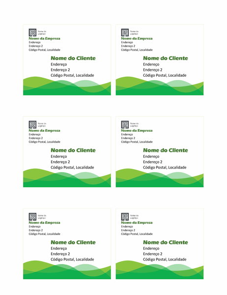 Etiquetas de envio (design Onda Verde, 6 por página) Etiquetas de envio (design Onda Verde, 6 por página)