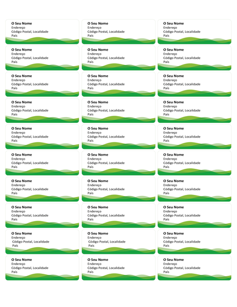 Etiquetas de correio (Design Onda Verde, 30 por página) Etiquetas de correio (Design Onda Verde, 30 por página)
