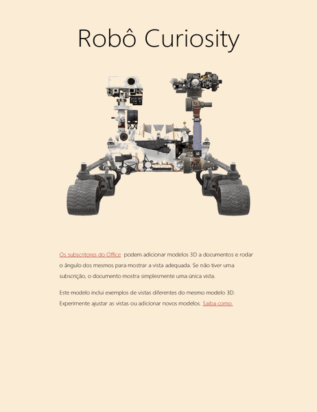 Relatório de ciências em 3D do Word (modelo do Robô de Marte)