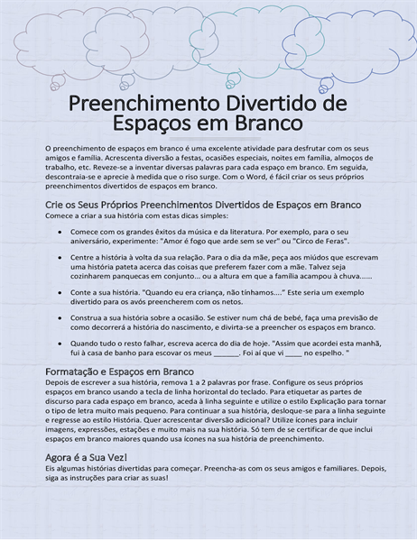 História de preenchimento divertida História de preenchimento divertida