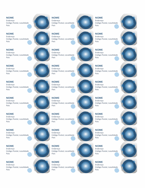 Etiquetas com esferas azuis (30 por página)