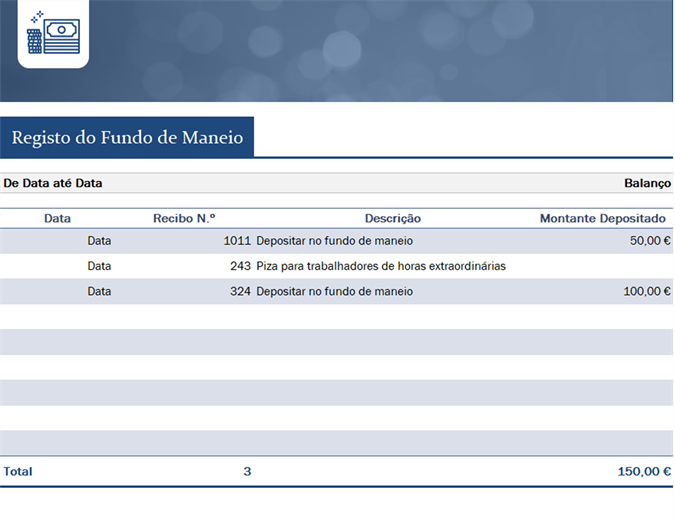 Registo de dinheiro em caixa para pequenas empresas Registo de dinheiro em caixa para pequenas empresas