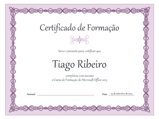 Certificado De Formação (estrutura De Cadeia Roxa)