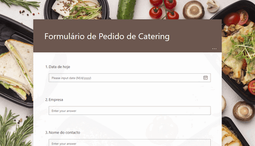 Formulário de pedido de catering