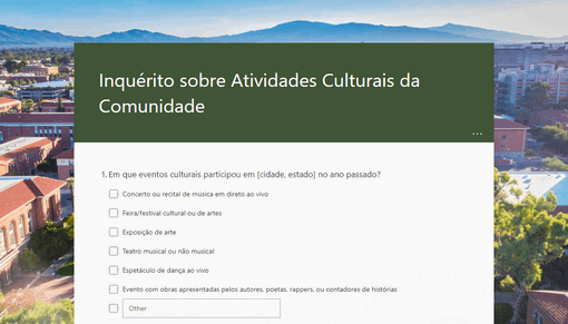 Inquérito sobre atividades culturais da comunidade