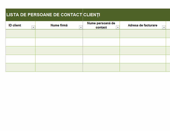 Listă de persoane de contact clienți de bază