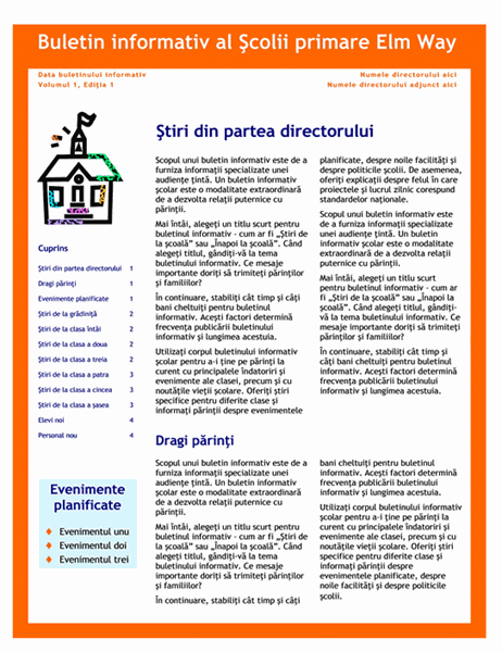 Buletin informativ școlar (3 coloane, 4 pagini)
