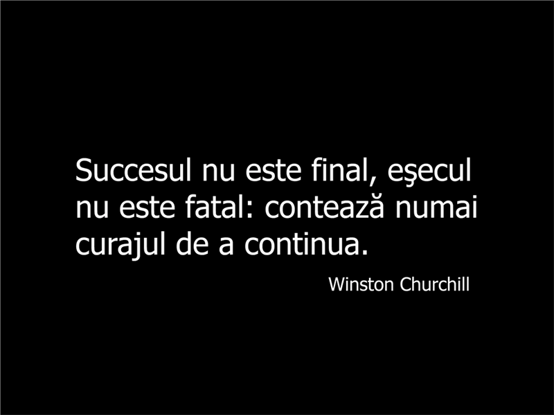 Diapozitiv cu citat din Winston Churchill