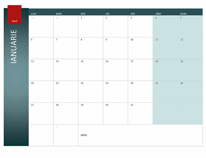 Calendar pentru orice an (tema Ion)