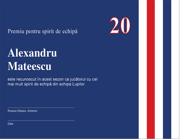 Diplomă pentru spirit de echipă Diplomă pentru spirit de echipă