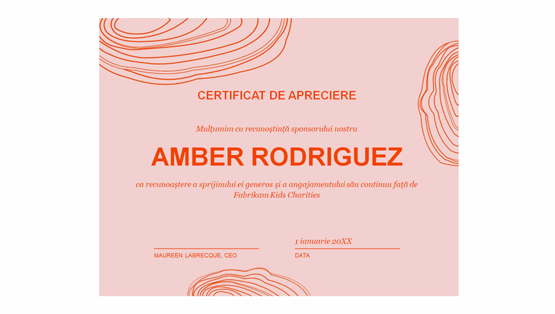 Certificat de apreciere cu schița unei spirale Certificat de apreciere cu schița unei spirale