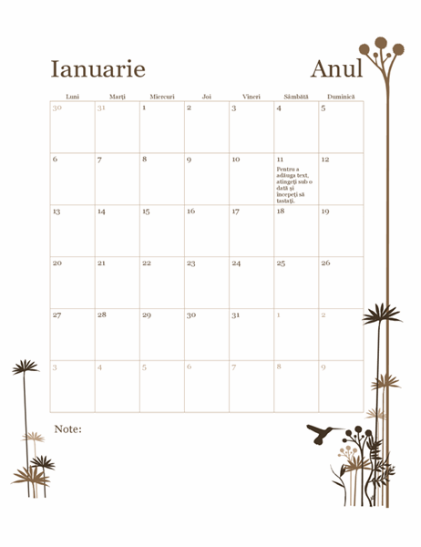 Calendar Colibri cu 12 luni (luni-duminică) Calendar Colibri cu 12 luni (luni-duminică)